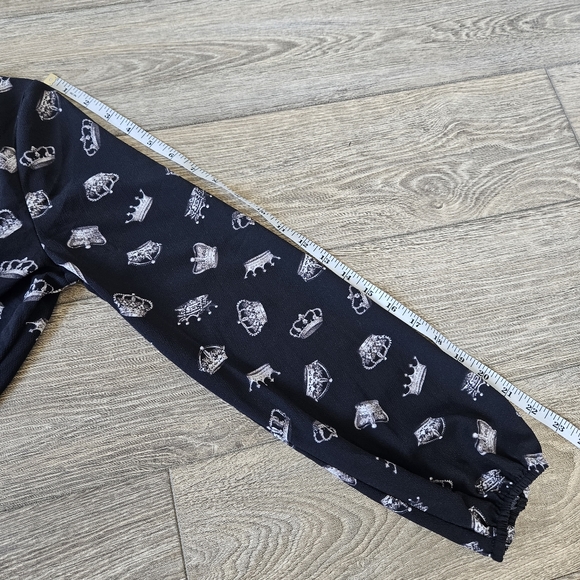 Thakoon for Design Nation Black Crown Print Long Sleeve Peasant Blouse - Picture 8 of 8